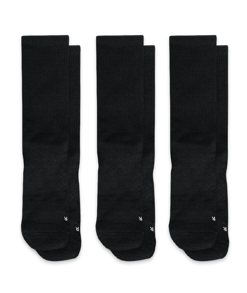 Flagship Black Merino Wool Midweight Crew Socks 3-Pack
