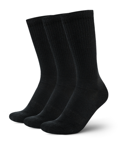 Flagship Black Merino Wool Midweight Crew Socks 3-Pack