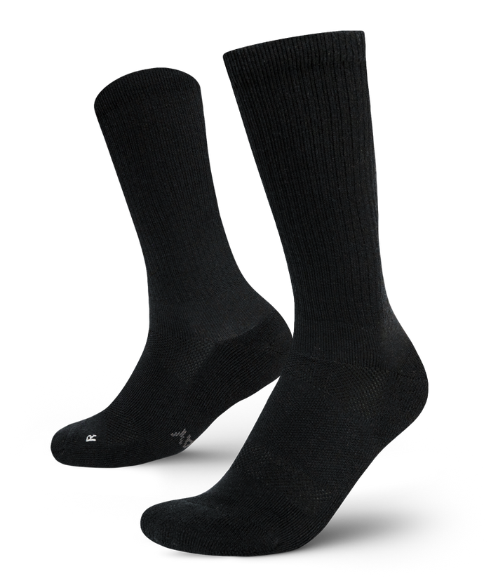 Flagship Black Merino Wool Midweight Crew Socks