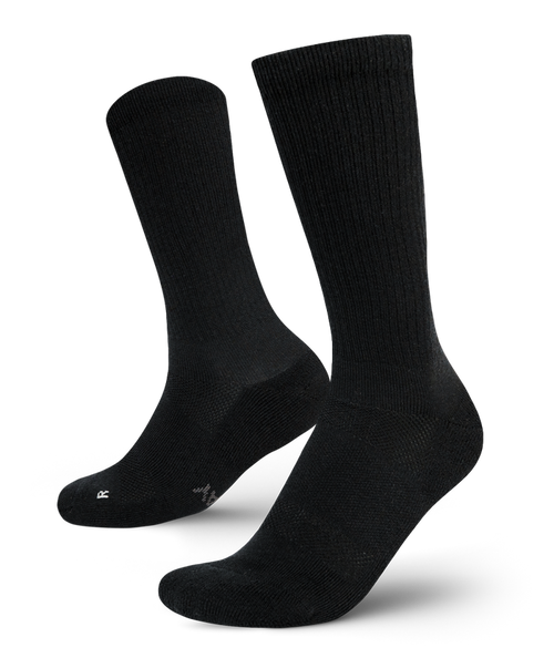 Flagship Black Merino Wool Midweight Crew Socks