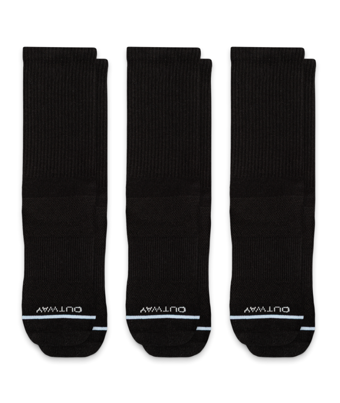Flagship Black Supima Cotton Crew Socks 3-Pack