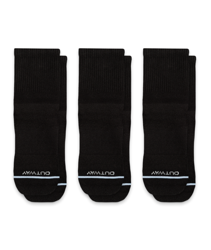 Flagship Black Supima Cotton Quarter Socks 3-Pack