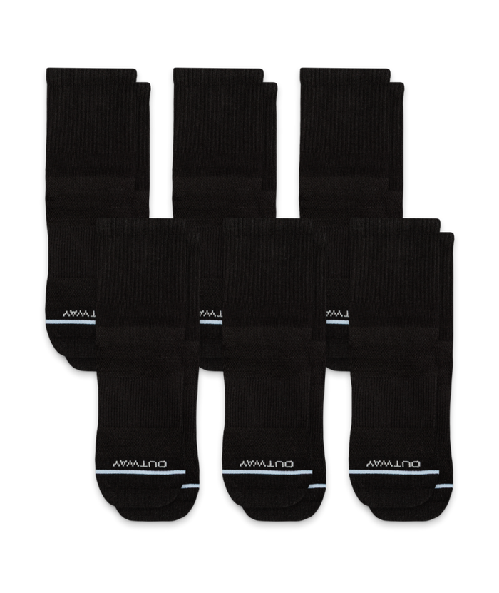 Flagship Black Supima Cotton Quarter Socks 6-Pack