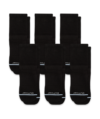 Flagship Black Supima Cotton Quarter Socks 6-Pack