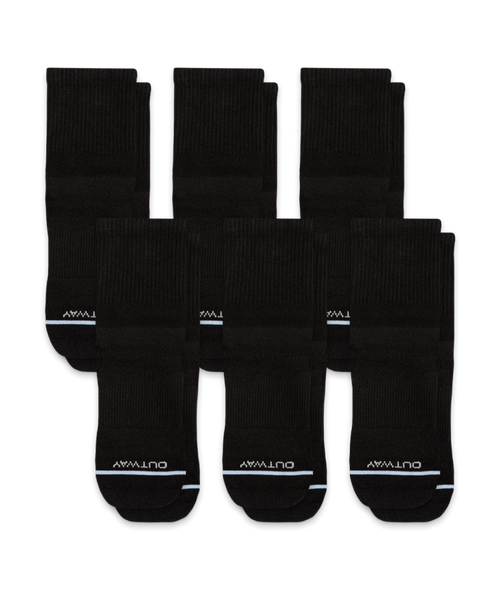 Flagship Black Supima Cotton Quarter Socks 6-Pack