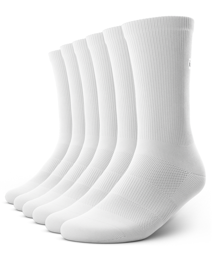 Flagship White Athletic Crew Socks V1 6-Pack