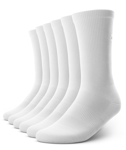 Flagship White Athletic Crew Socks V1 6-Pack