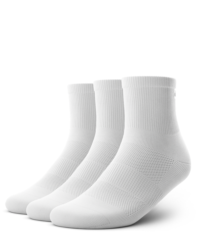 Flagship White Athletic Quarter Socks V1 3-Pack