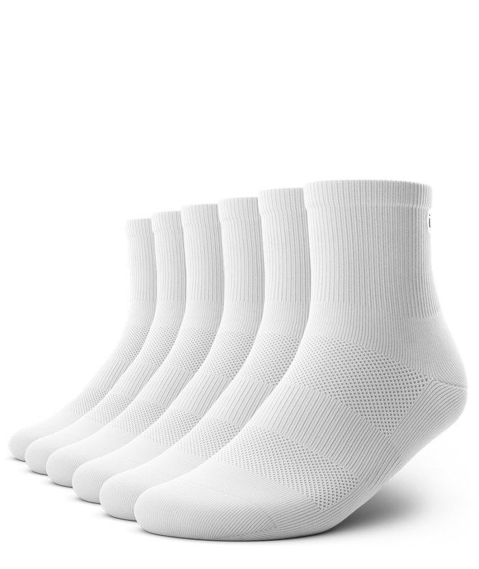 Flagship White Athletic Quarter Socks V1 6-Pack