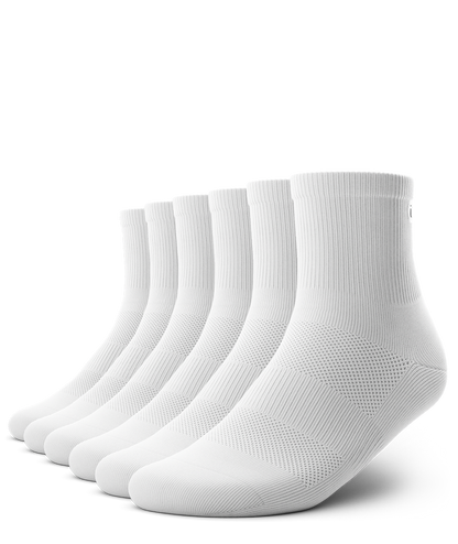 Flagship White Athletic Quarter Socks V1 6-Pack
