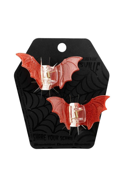 Bat Med Claw Clip Set [Red Glitter]