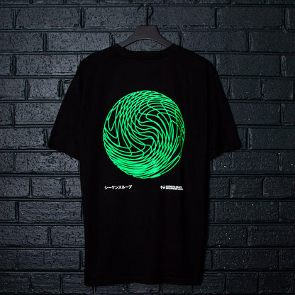 Green Sequence Sphere Back Print - Tshirt - Black
