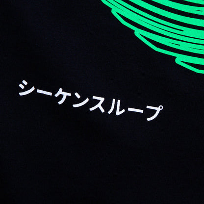 Green Sequence Sphere Front Print - Tshirt - Black