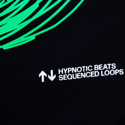 Green Sequence Sphere Front Print - Tshirt - Black