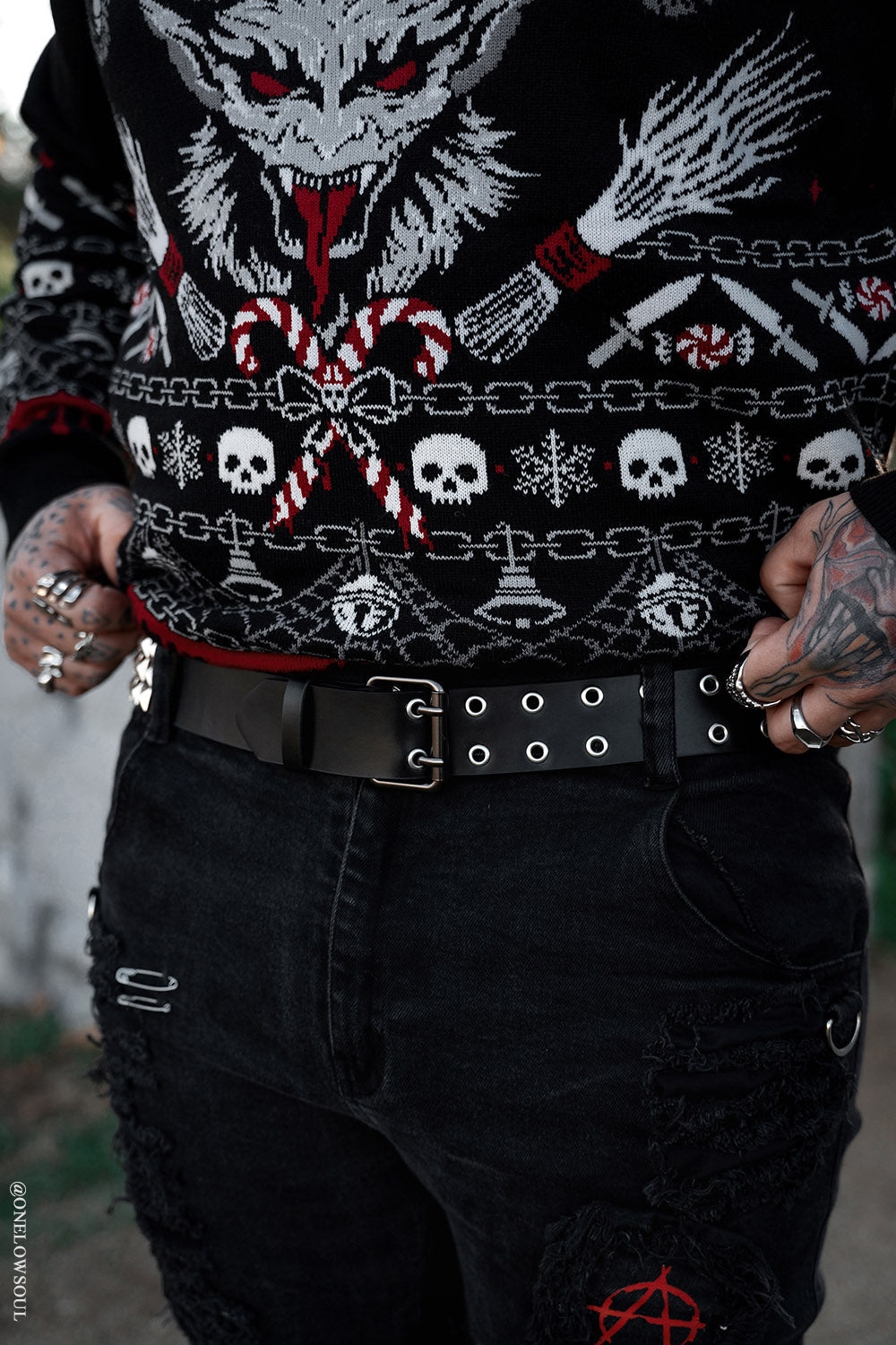 Citadel Pyramid Stud Belt [Genuine Leather]