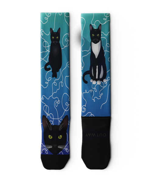 Kitten Around Athletic Knee High Compression Socks