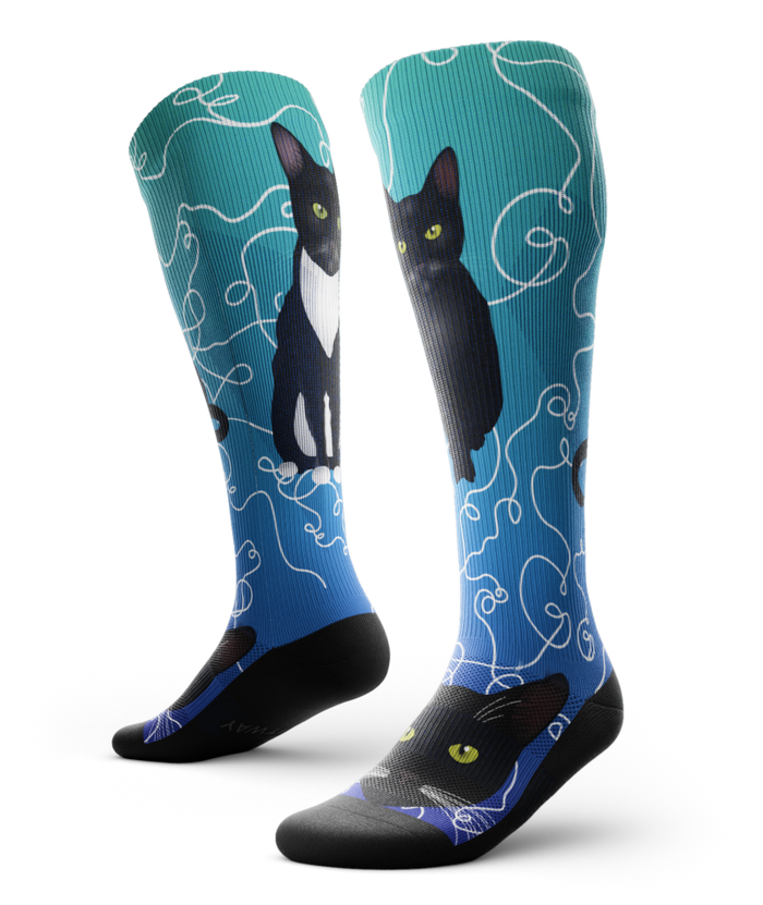 Kitten Around Athletic Knee High Compression Socks