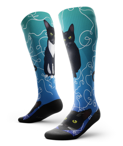 Kitten Around Athletic Knee High Compression Socks
