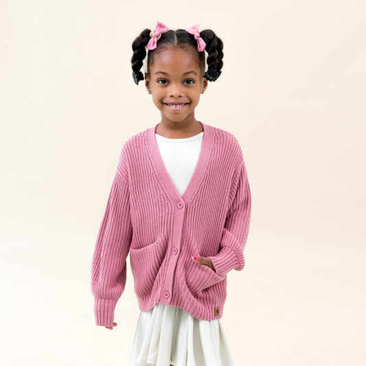 Chunky Knit Oversized Cardigan in Apple Blossom