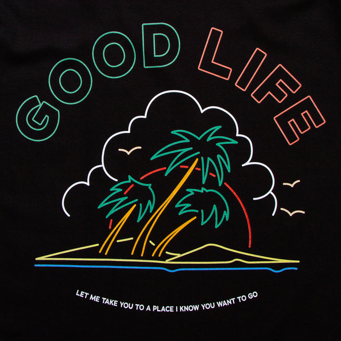 Neon Good Life Back Print - Long Sleeve Tshirt - Black