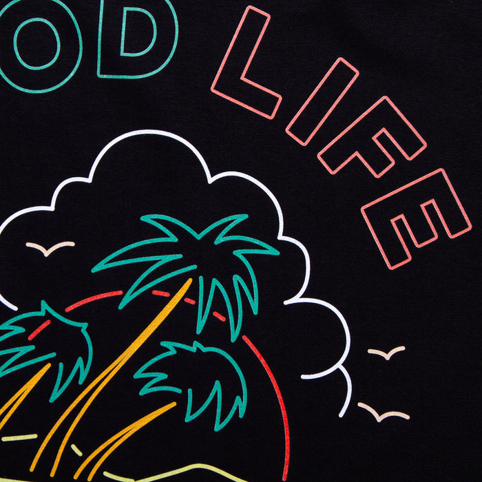 Neon Good Life Back Print - Long Sleeve Tshirt - Black