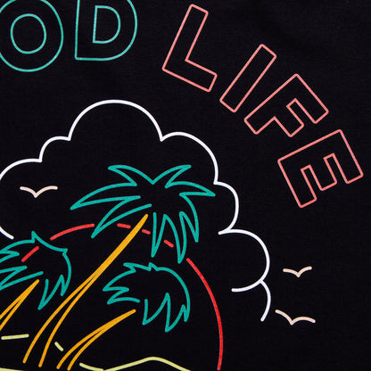 Neon Good Life Back Print - Long Sleeve Tshirt - Black