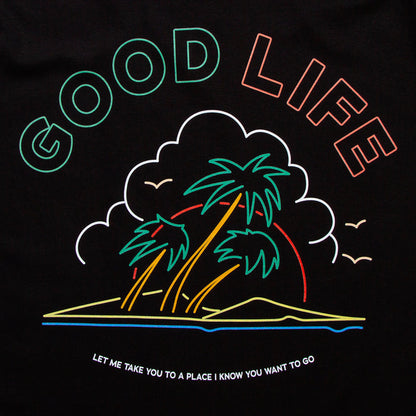 Neon Good Life Front Print - Long Sleeve Tshirt - Black