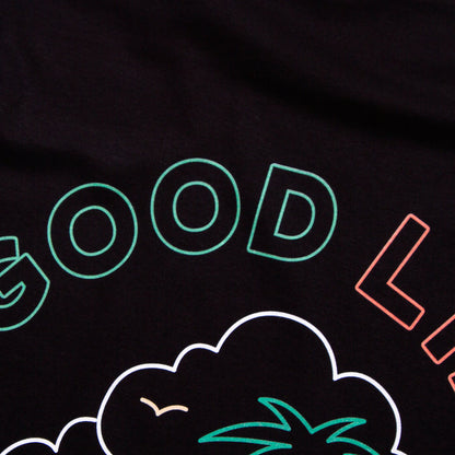 Neon Good Life Front Print - Long Sleeve Tshirt - Black