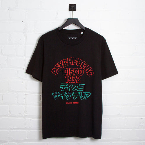 Outline 1972 Psychedelic Disco Front Print - Tshirt - Black