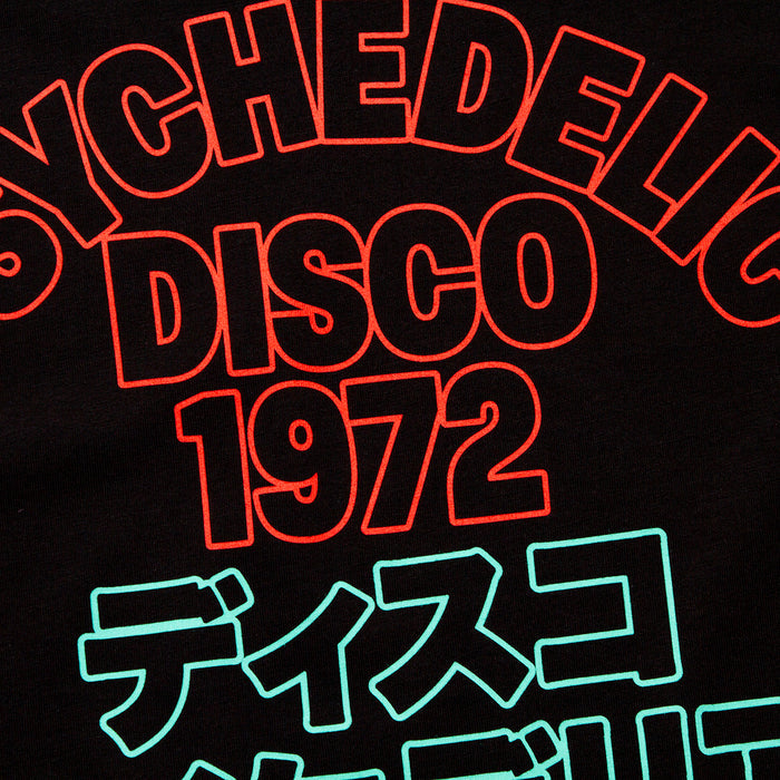 Outline 1972 Psychedelic Disco Front Print - Tshirt - Black