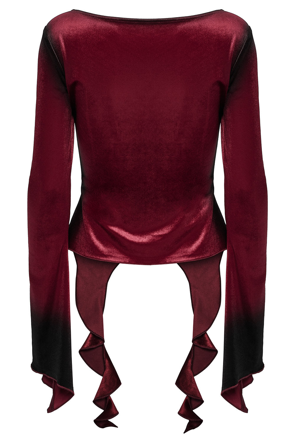 Blood Moon Irregular Hem Flare Sleeve Top [Red]