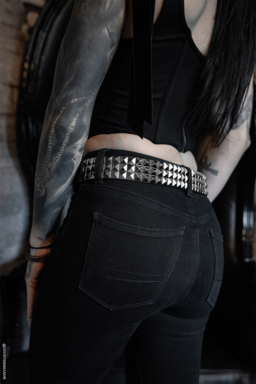 Citadel Pyramid Stud Belt [Genuine Leather]
