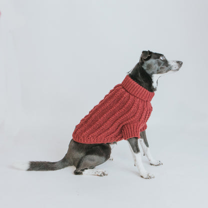 Pet Cable Knit Sweater - Red