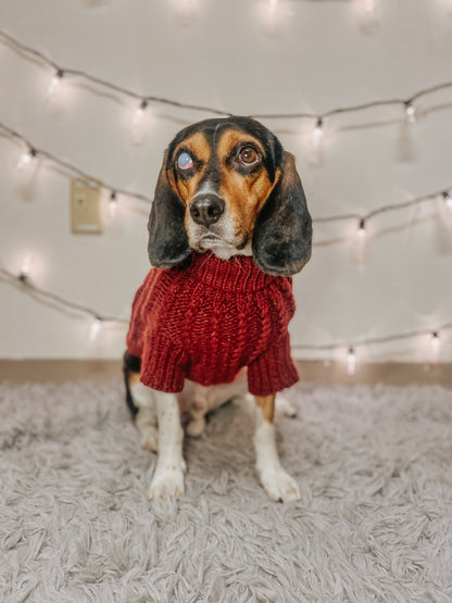 Pet Cable Knit Sweater - Red