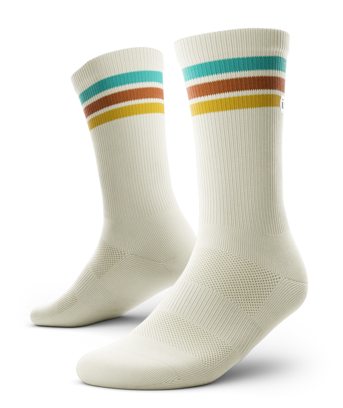 Retro Off White Athletic Crew Socks