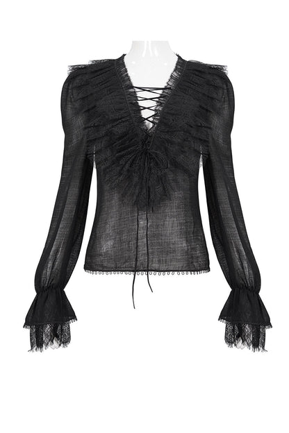 Crumbling Statues Romantic Ruffled Top