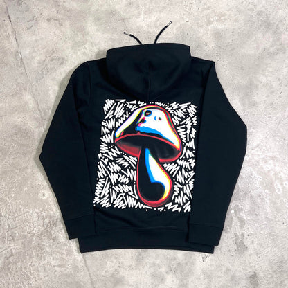 SHROOM DOODLE - Pullover Hood - Black