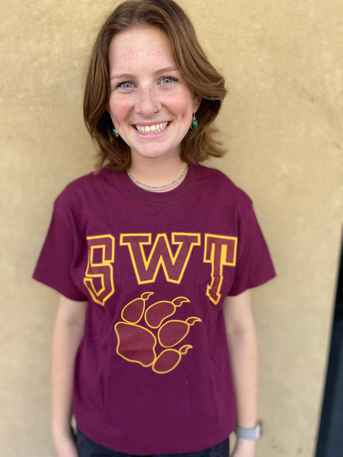 SWT Maroon T-shirt with Paw Print