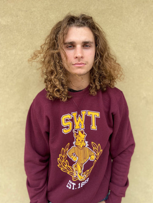 SWT with Sailor Cat on Maroon Sweatshirt