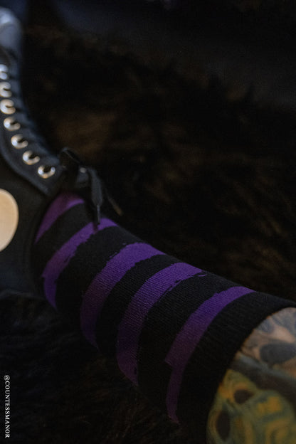 Creepy Crew Socks [Purple/Black Stripes]