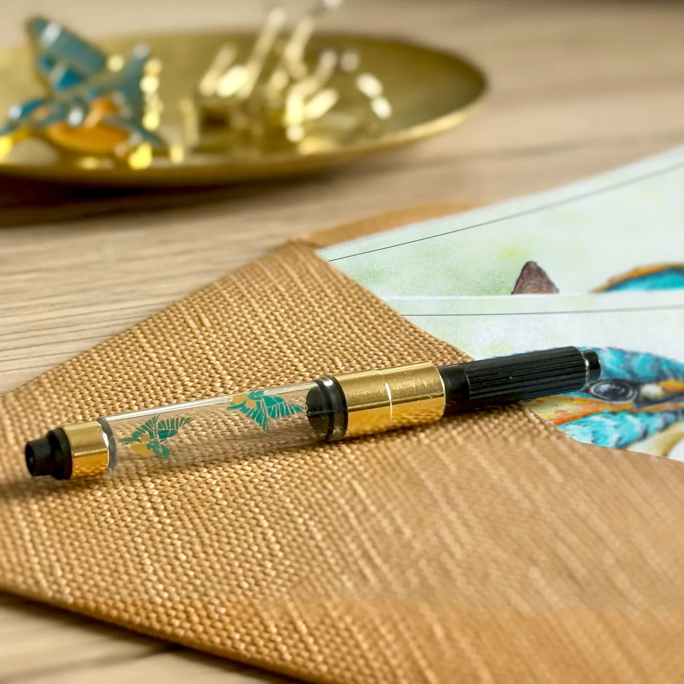 Esterbrook x BUNGUBOX Estie Diamondcast Fountain Pen - Kachofugetsu Collection - Kingfisher - Limited Edition