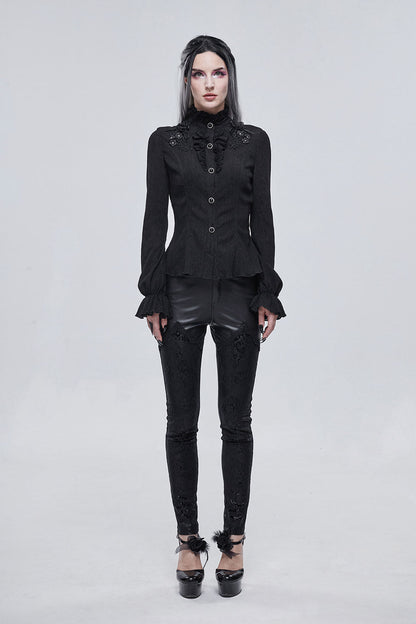 Báthory Blooms Ruffled Victorian Top