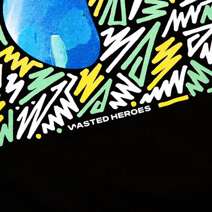 Two Doodle Shroom Front Print - Tshirt - Black