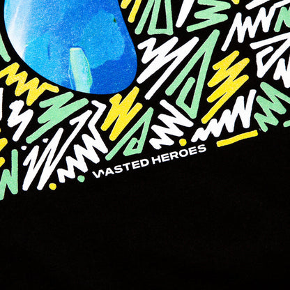 Two Doodle Shroom Front Print - Tshirt - Black